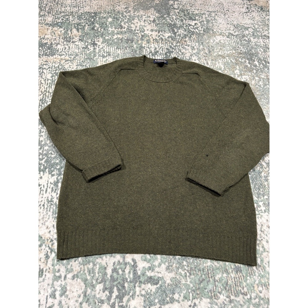 Vintage Brooks Brothers Scotland Shetland Wool Sweater  Large Olive Green *flaw